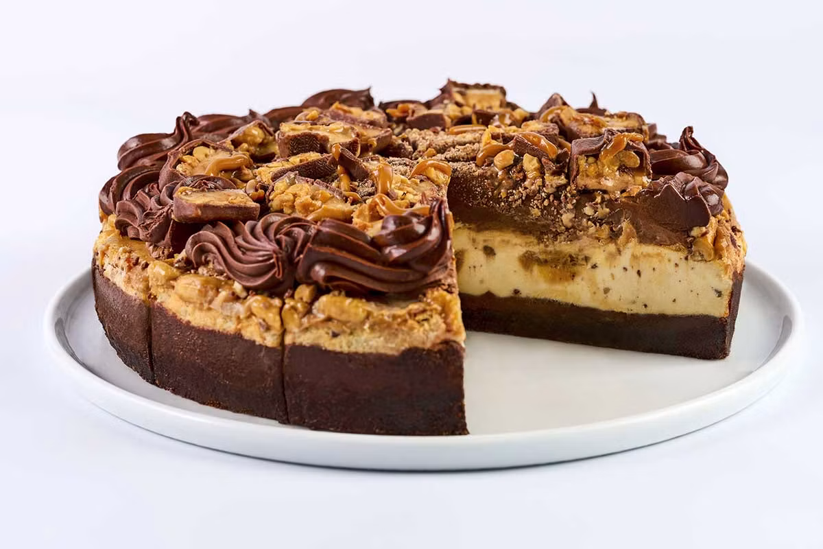 10-Inch Chocolate Caramelicious Cheesecake Made with Snickers - The Cheesecake Factory Menu Prices 2026